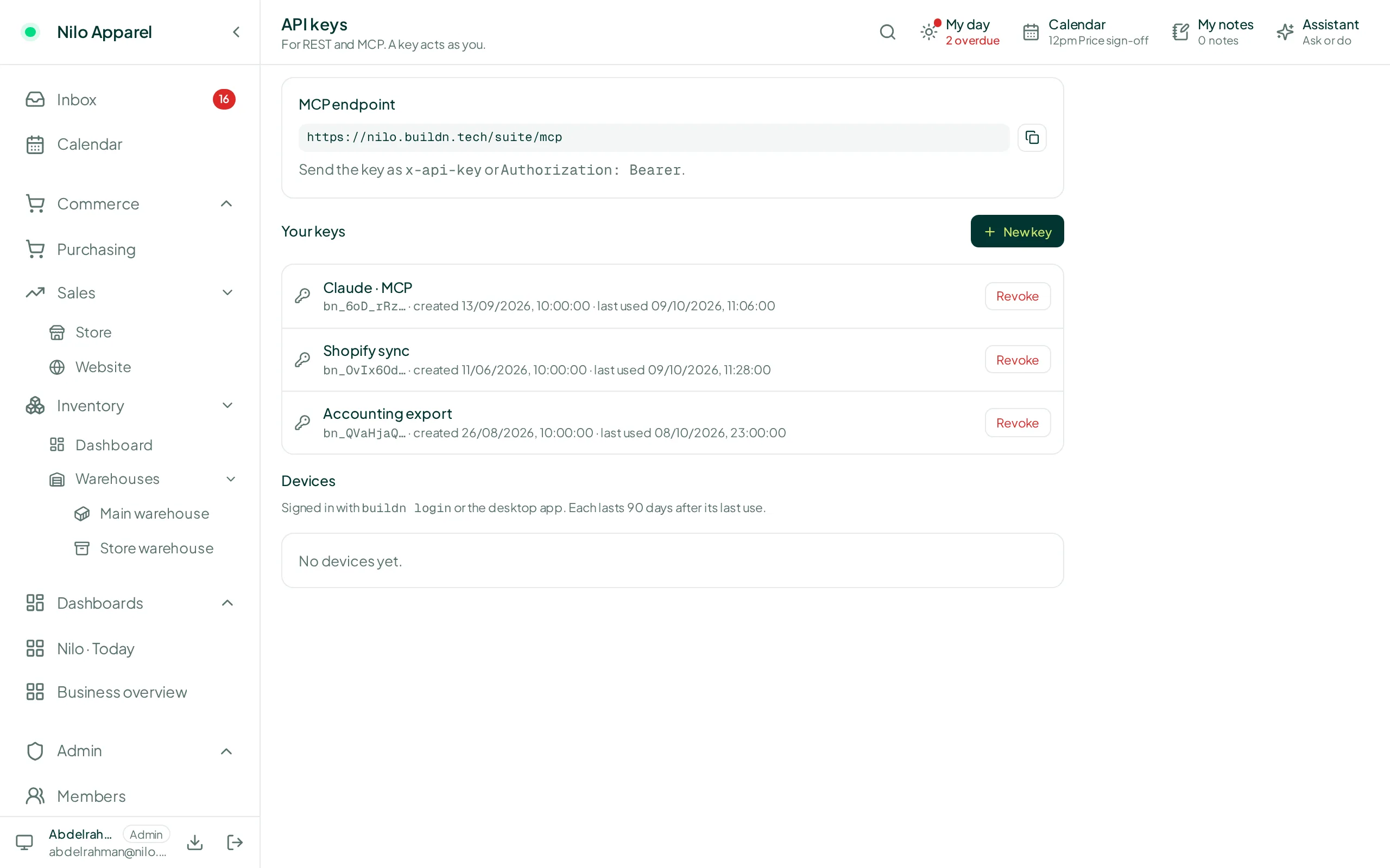 Nilo Apparel: API · MCP · CLI